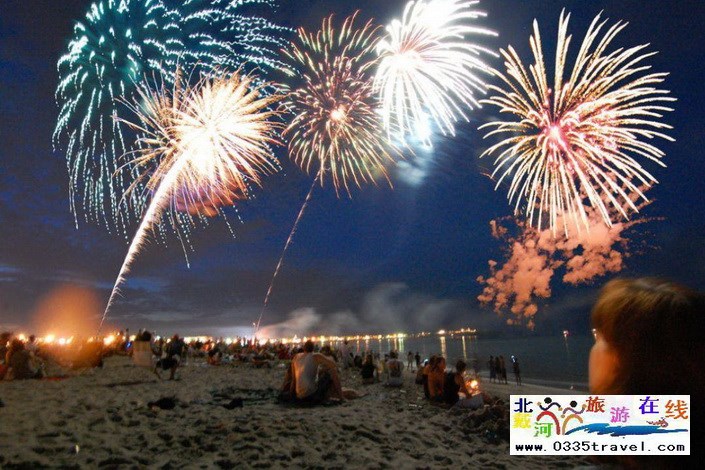 北戴河南戴河東戴河煙花焰火沙灘篝火晚會